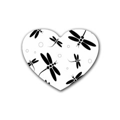 Black And White Dragonflies Heart Coaster (4 Pack)  by Valentinaart