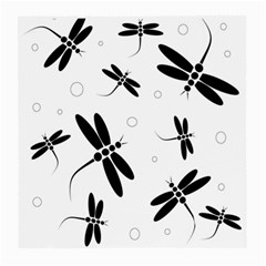 Black And White Dragonflies Medium Glasses Cloth by Valentinaart