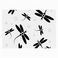 Black And White Dragonflies Large Glasses Cloth (2-side) by Valentinaart