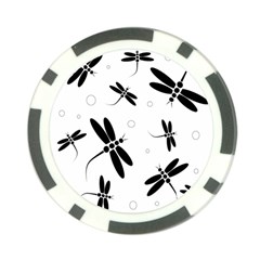 Black And White Dragonflies Poker Chip Card Guards by Valentinaart