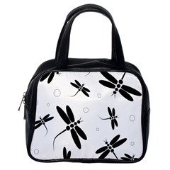 Black And White Dragonflies Classic Handbags (one Side) by Valentinaart