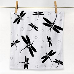 Black And White Dragonflies Face Towel