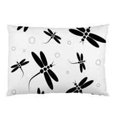 Black And White Dragonflies Pillow Case