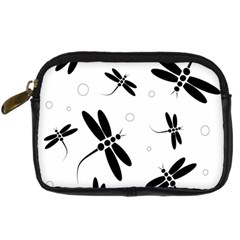 Black And White Dragonflies Digital Camera Cases by Valentinaart