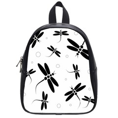 Black And White Dragonflies School Bags (small)  by Valentinaart