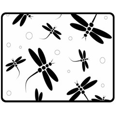 Black And White Dragonflies Fleece Blanket (medium)  by Valentinaart