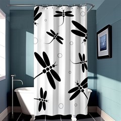 Black And White Dragonflies Shower Curtain 36  X 72  (stall) 