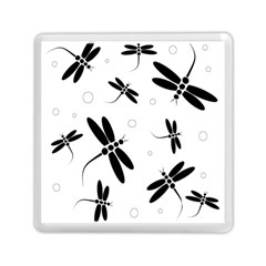 Black And White Dragonflies Memory Card Reader (square)  by Valentinaart