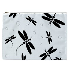 Black And White Dragonflies Cosmetic Bag (xxl)  by Valentinaart