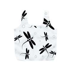 Black And White Dragonflies Full Print Recycle Bags (s)  by Valentinaart