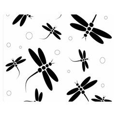 Black And White Dragonflies Double Sided Flano Blanket (medium)  by Valentinaart