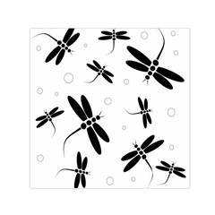 Black And White Dragonflies Small Satin Scarf (square) by Valentinaart