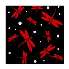 Red, Black And White Dragonflies Tile Coasters