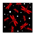 Red, black and white dragonflies Tile Coasters Front