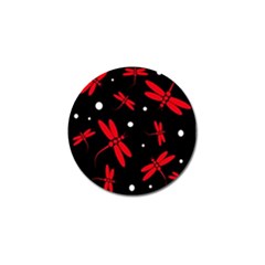 Red, Black And White Dragonflies Golf Ball Marker (4 Pack) by Valentinaart