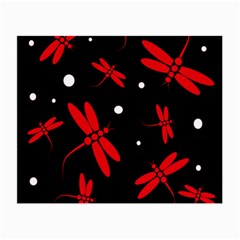 Red, Black And White Dragonflies Small Glasses Cloth by Valentinaart