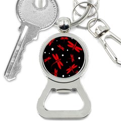 Red, Black And White Dragonflies Bottle Opener Key Chains by Valentinaart