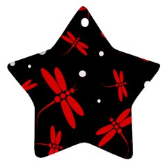 Red, Black And White Dragonflies Star Ornament (two Sides) 