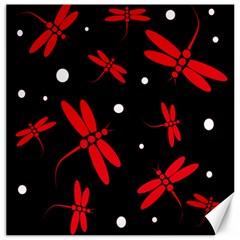 Red, Black And White Dragonflies Canvas 16  X 16  