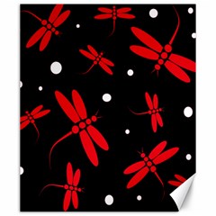 Red, Black And White Dragonflies Canvas 20  X 24  