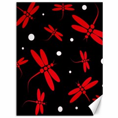 Red, Black And White Dragonflies Canvas 36  X 48  