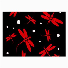 Red, Black And White Dragonflies Large Glasses Cloth by Valentinaart