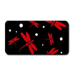 Red, Black And White Dragonflies Medium Bar Mats by Valentinaart