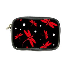 Red, Black And White Dragonflies Coin Purse by Valentinaart