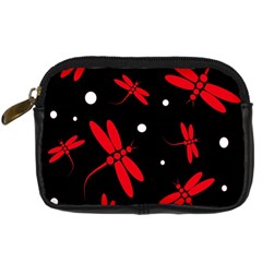 Red, Black And White Dragonflies Digital Camera Cases by Valentinaart