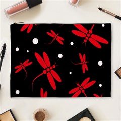 Red, Black And White Dragonflies Cosmetic Bag (xl) by Valentinaart