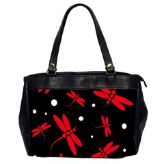 Red, Black And White Dragonflies Office Handbags (2 Sides)  by Valentinaart