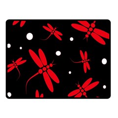 Red, Black And White Dragonflies Fleece Blanket (small) by Valentinaart