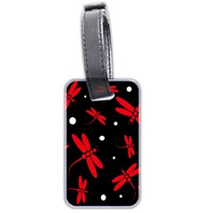 Red, Black And White Dragonflies Luggage Tags (two Sides) by Valentinaart