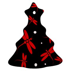 Red, Black And White Dragonflies Ornament (christmas Tree)