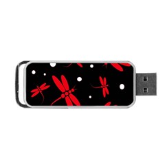 Red, Black And White Dragonflies Portable Usb Flash (one Side) by Valentinaart