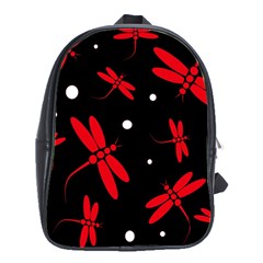 Red, Black And White Dragonflies School Bags (xl)  by Valentinaart