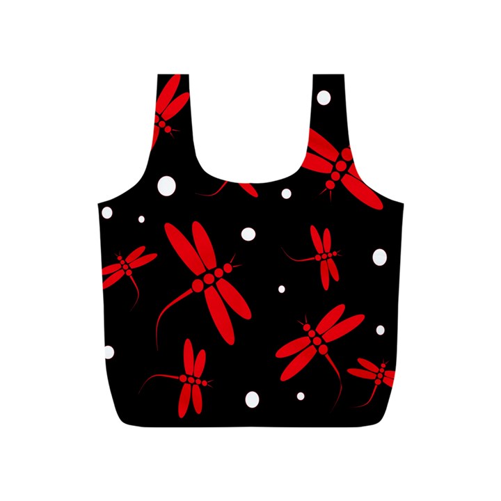 Red, black and white dragonflies Full Print Recycle Bags (S) 