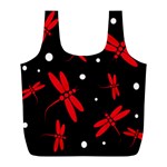 Red, black and white dragonflies Full Print Recycle Bags (L)  Front