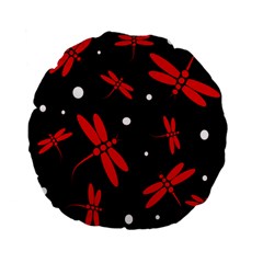 Red, Black And White Dragonflies Standard 15  Premium Flano Round Cushions by Valentinaart