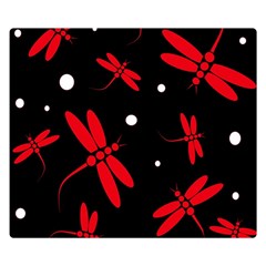 Red, Black And White Dragonflies Double Sided Flano Blanket (small)  by Valentinaart