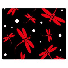 Red, Black And White Dragonflies Double Sided Flano Blanket (medium)  by Valentinaart