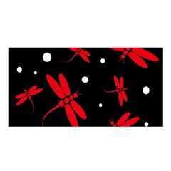 Red, Black And White Dragonflies Satin Shawl