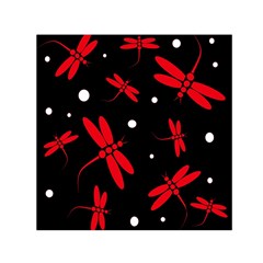 Red, Black And White Dragonflies Small Satin Scarf (square) by Valentinaart