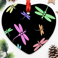 Pastel Dragonflies Ornament (heart) 