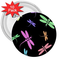 Pastel Dragonflies 3  Buttons (10 Pack)  by Valentinaart