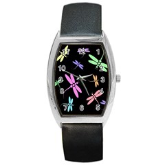 Pastel Dragonflies Barrel Style Metal Watch by Valentinaart