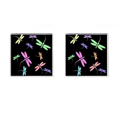 Pastel Dragonflies Cufflinks (square) by Valentinaart