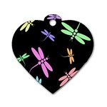 Pastel dragonflies Dog Tag Heart (One Side) Front