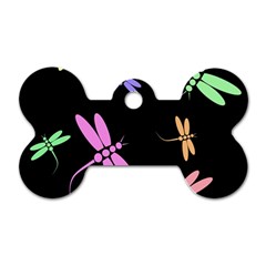 Pastel Dragonflies Dog Tag Bone (one Side)