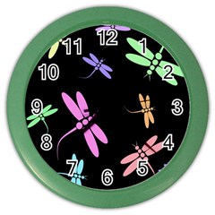 Pastel Dragonflies Color Wall Clocks by Valentinaart